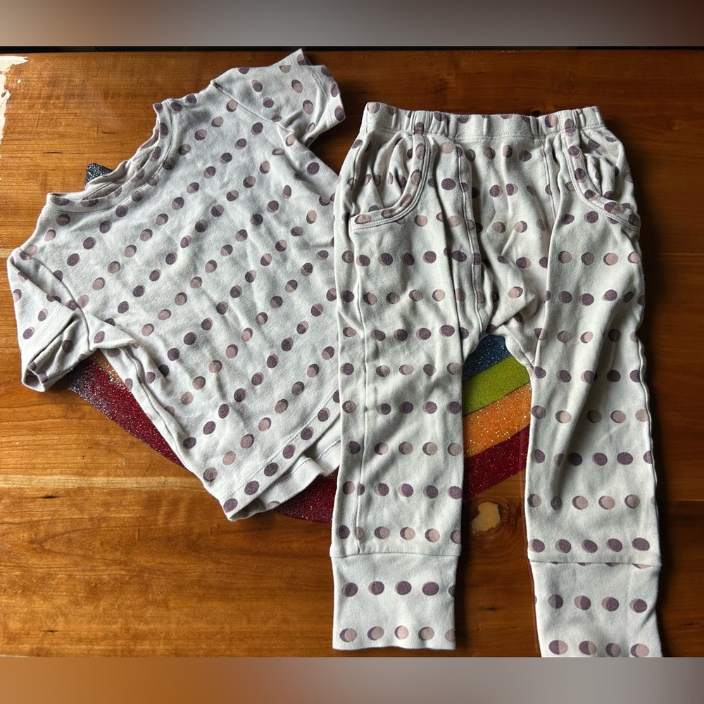 Kate Quinn Kids Pajama Set - Lavender and Cream Polks Dots